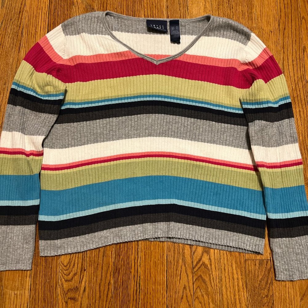Multicolor, Striped Knit Sweater